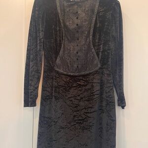 Madeline Black Long Sleeve Velvet Dress